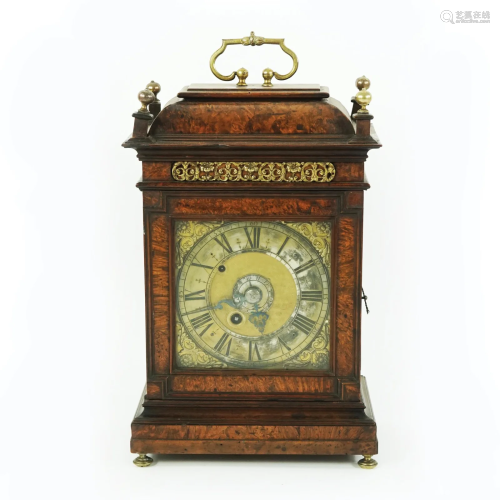 A Roman walnut venereed table clock