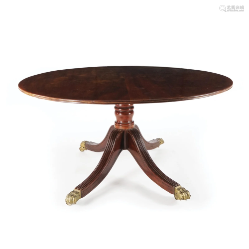 An English mahogany round top table, 19th century