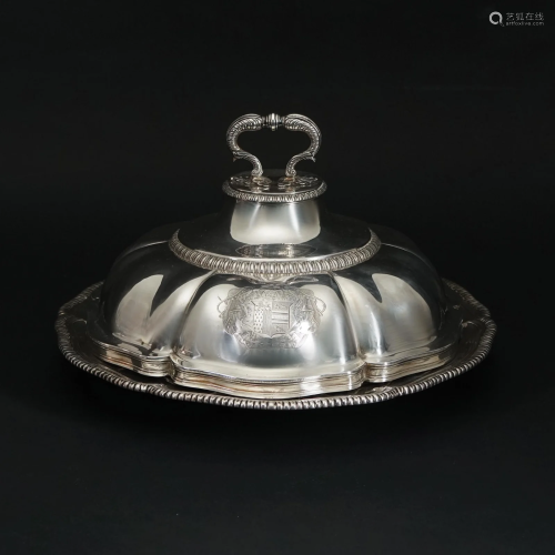 An embossed sterling tray with lid