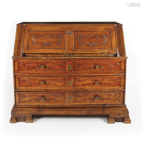 A Piemontese walnut cabinet, Louis XIV period