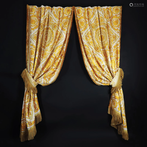 A pair of Versace Home double face velvet curtains