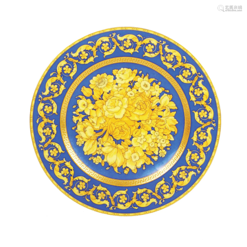 A Versace Floralia Blue porcelain plate