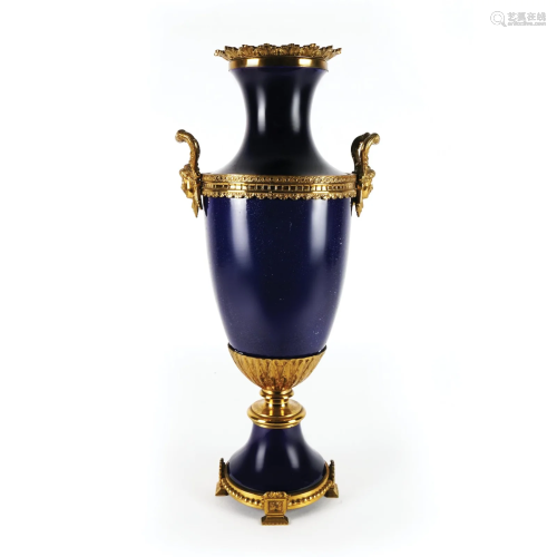 A french ormolu mounted blue porcelain vase