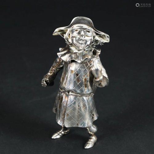 An 800/1.000 silver figure of harlequin