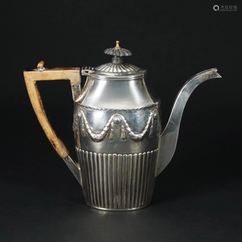 A sterling coffeepot, London 1889