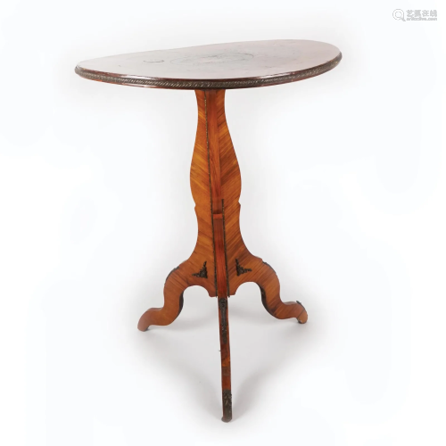 A bois de rose and briar root venereed round top table