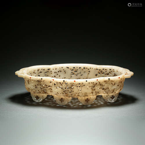 Tang Dynasty,Hetian Jade Open Wprk Dragon Pattern Plate