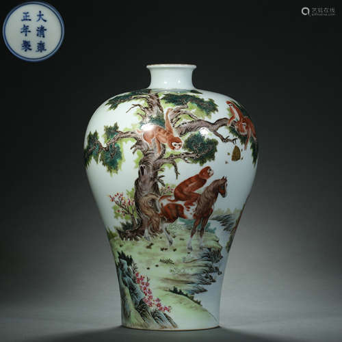 Qing Dynasty,Famille Rose Prunus Vase