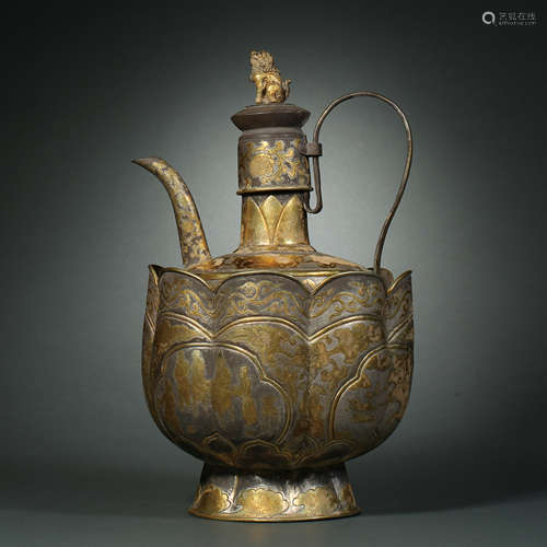 Liao Dynasty,Silver Gilt Holding Pot