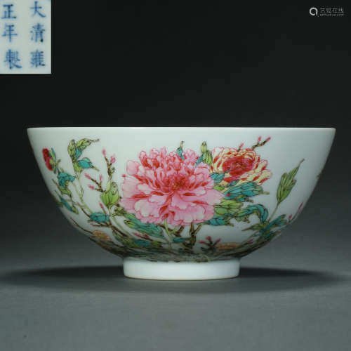 Qing Dynasty,Famille Rose Peony Flower Pattren Bowl