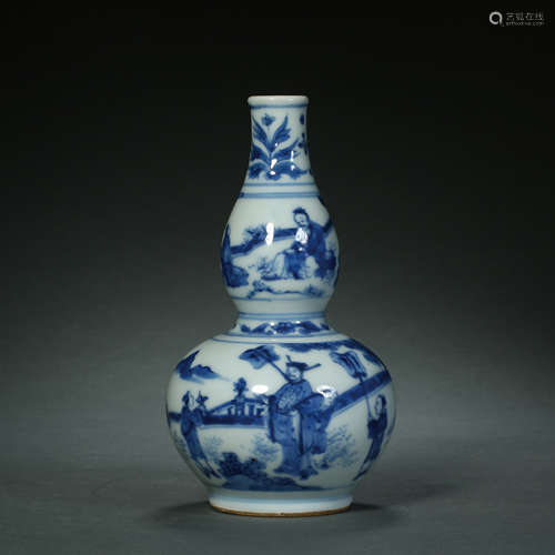 Ming Dynasty,Blue and White Gourd Bottle