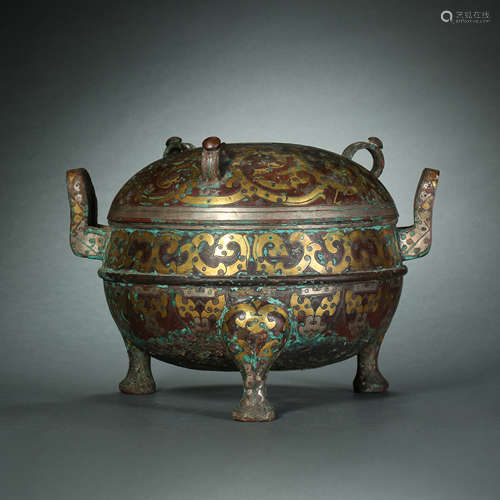 Han Dynasty,Inlaid Gold and Silver Vessel