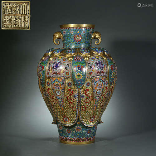 Qing Dynasty,Cloisonne Bottle