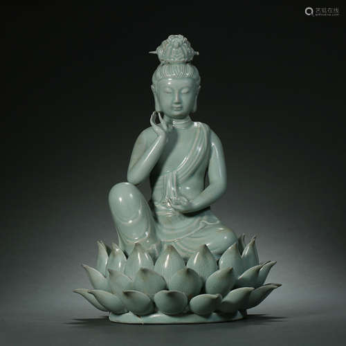 Song Dynasty,Longquan Kiln Avalokitesvara Buddhisattva Statu...