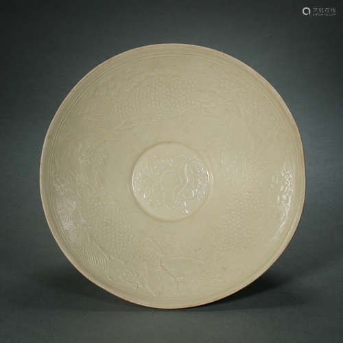 Song Dynasty,Ding Kiln Fish Pattern Plate