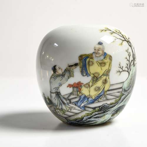 CHINE - MODERNE Pot de forme globulaire En porcelaine émaill...