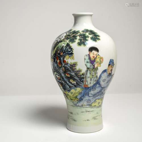 CHINE - MODERNE Vase de forme meiping En porcelaine émaillée...