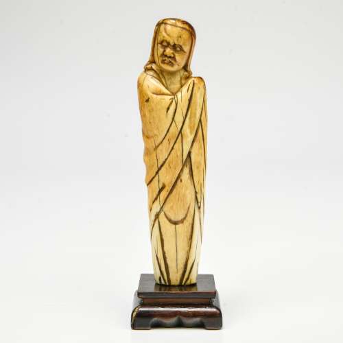 CHINE - EPOQUE MING (1368 - 1644) Statuette de Dhamo debout ...
