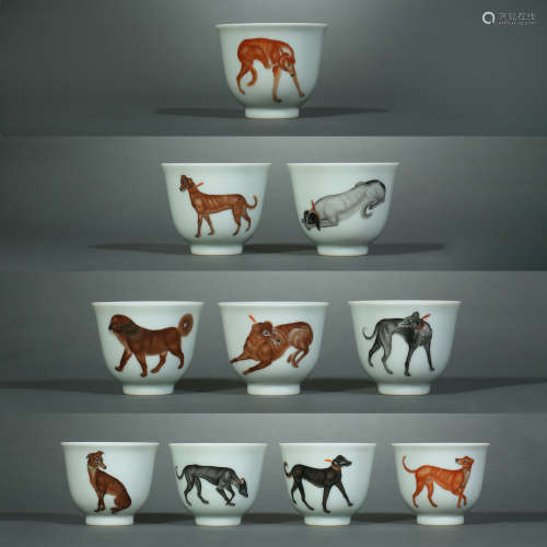 Qing Dynasty,Enamel Painted Set Cups