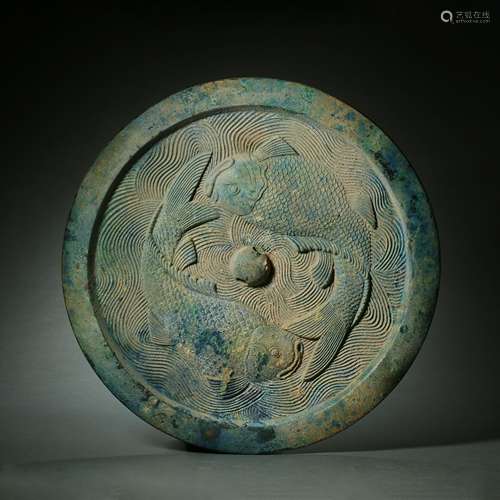 Jin Dynasty,Pisces Copper Mirror