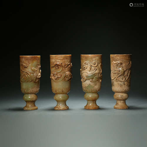 Han Dynasty,Hetian Jade Four God Cup