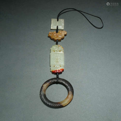 Han Dynasty,Hetian Jade Multi-Treasure String