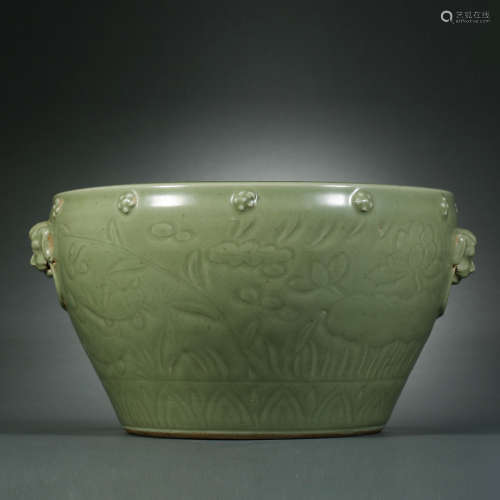 Yuan Dynasty, Longquan Kiln Beast Ear Jar