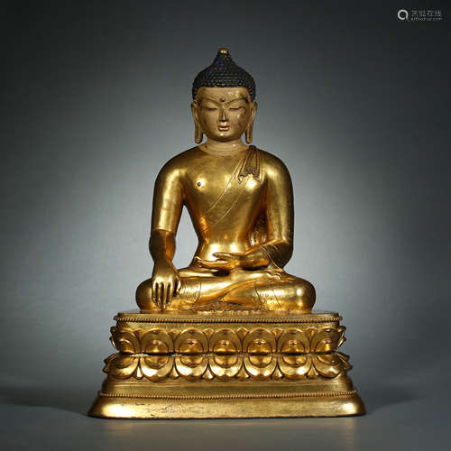 Qing Dynasty,Bronze Gilt Buddha Statue