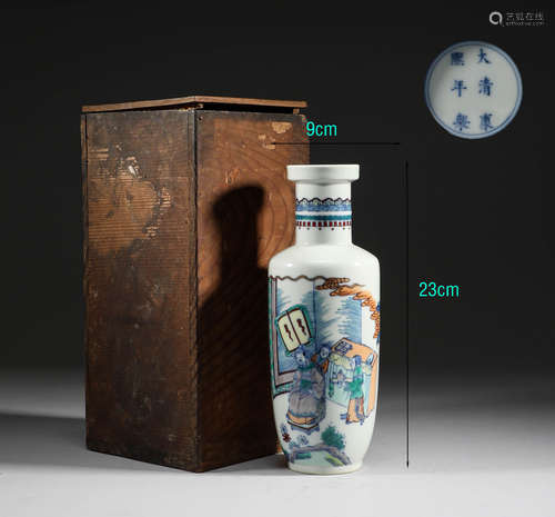 Qing Dynasty, doucai character story bottle