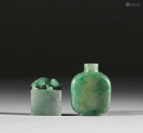 Qing Dynasty, jadeite snuff bottle, seal