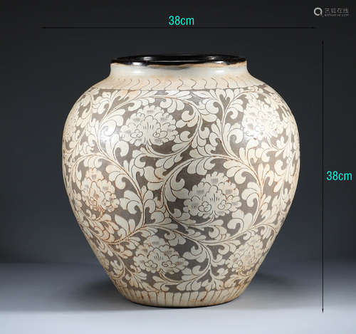 Song Dynasty, Cizhou kiln, flower pattern pot