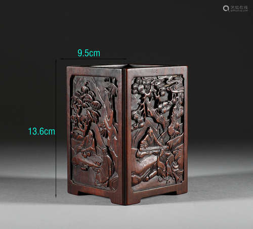 In the Qing Dynasty, red sandalwood square character story p...