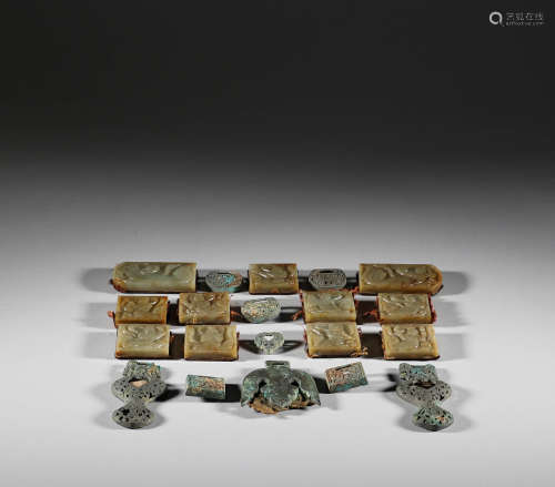 Liao Dynasty, Hotan jade flying lady with a set of boards