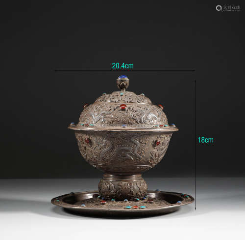 In the Qing Dynasty, the bowl was made 
of pure silver inlai...