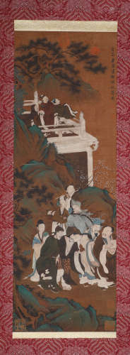 Tang Yin, ink figure, silk scroll