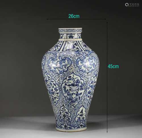 Yuan Dynasty, blue and white twig wrapped bottle