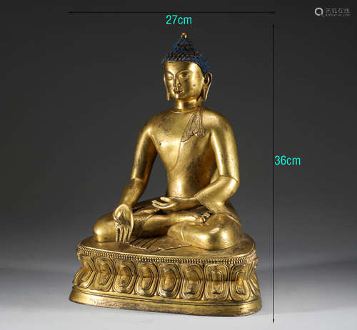 In the Qing Dynasty, Tibetan bronze gilded 
Buddha statues o...