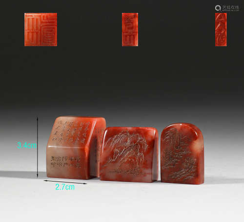 In the Qing Dynasty, Shoushan had a set of Furong stone seal...