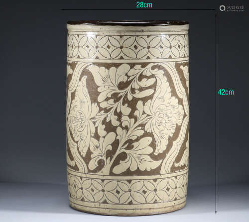 Song Dynasty, Cizhou kiln, flower pattern tube