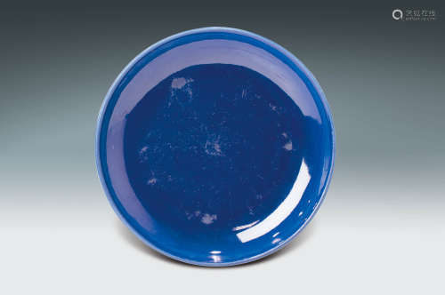 清初 藍釉盤