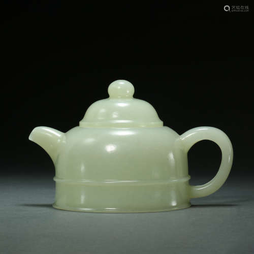 Qing Dynasty,Hetian Jade Tea Pot