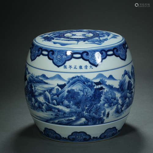 Qing Dynasty,Landscapes Garden Stool