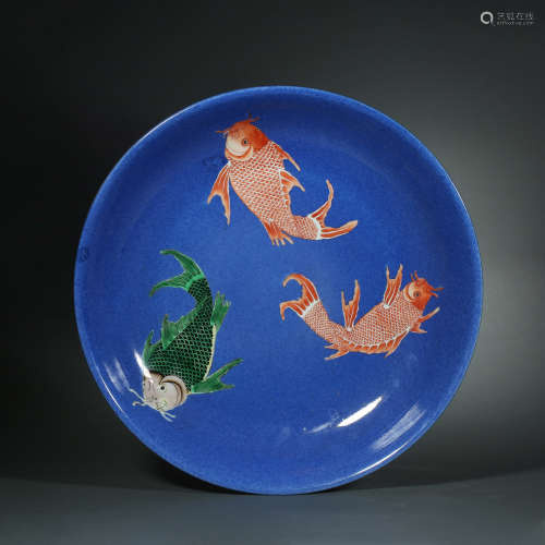 Qing Dynasty,Ji-Blue Glaze Plate