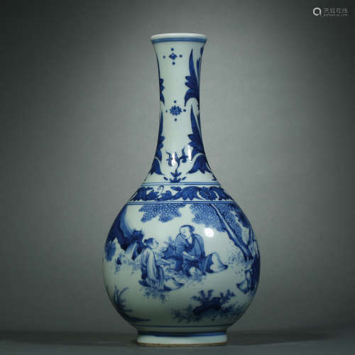 Ming Dynasty,Blue and White Characters Celestial Sphere Bott...