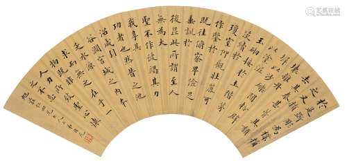 黄自元（1837～1918） 楷书  节临九成宫醴泉铭 扇页 洒金纸本