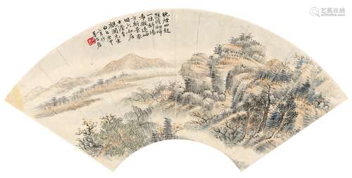 顾墨畦（1872～1940） 1920年作 山水 扇页 设色纸本