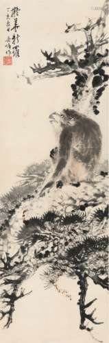 孙其峰（1920～ ） 2007年作 松枝猿猴图 画心 设色纸本