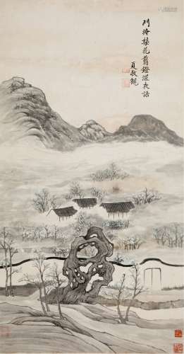 夏敬观（1875～1953） 梨花夜语图 立轴 设色纸本