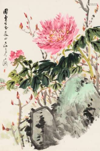 张大壮（1903～1980） 牡丹 镜片 设色纸本