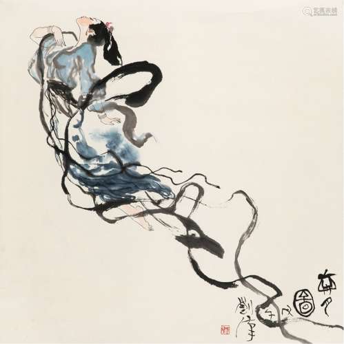 刘汉（1932～ ） 1978年作 奔月图 立轴 设色纸本
